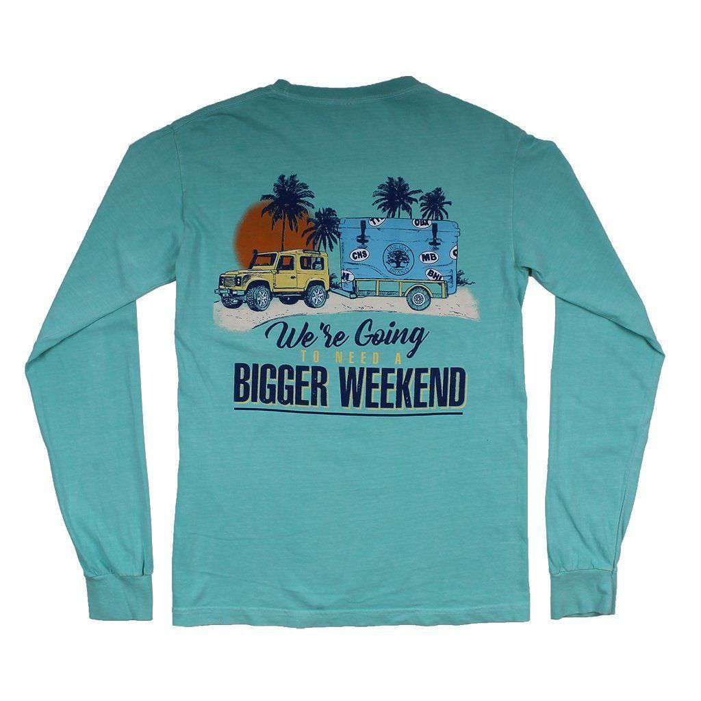 Bigger Weekend Long Sleeve Tee in Light Green by Live Oak - Country Club Prep