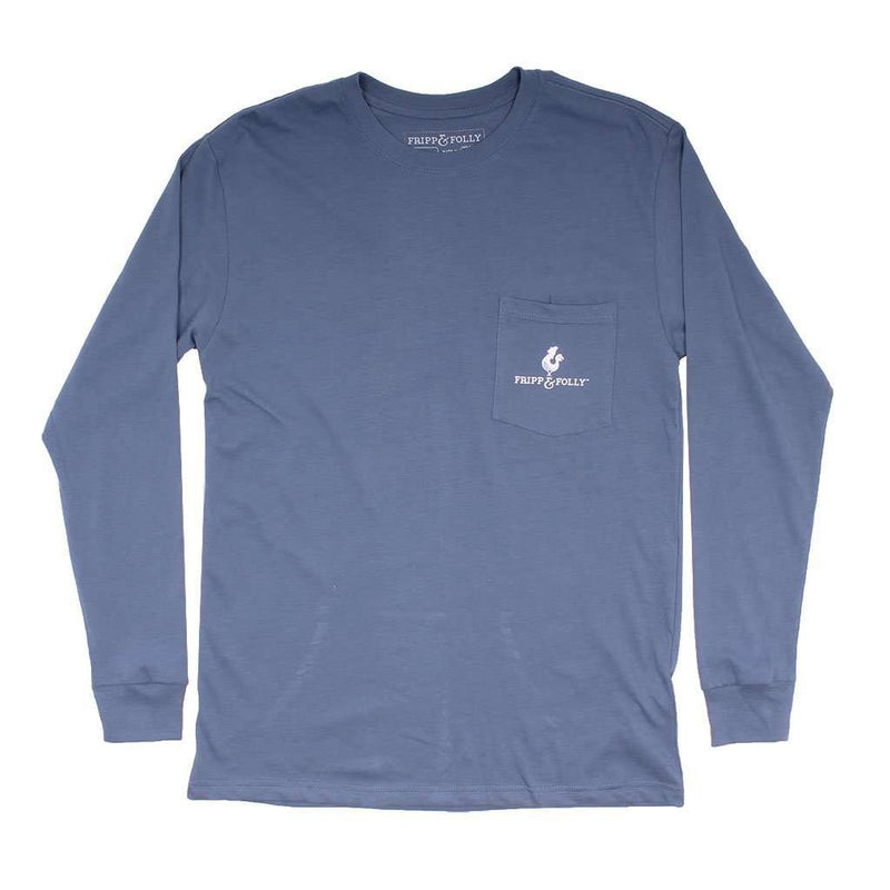 On the Rocks Long Sleeve Tee in Marine Blue by Fripp & Folly - Country Club Prep