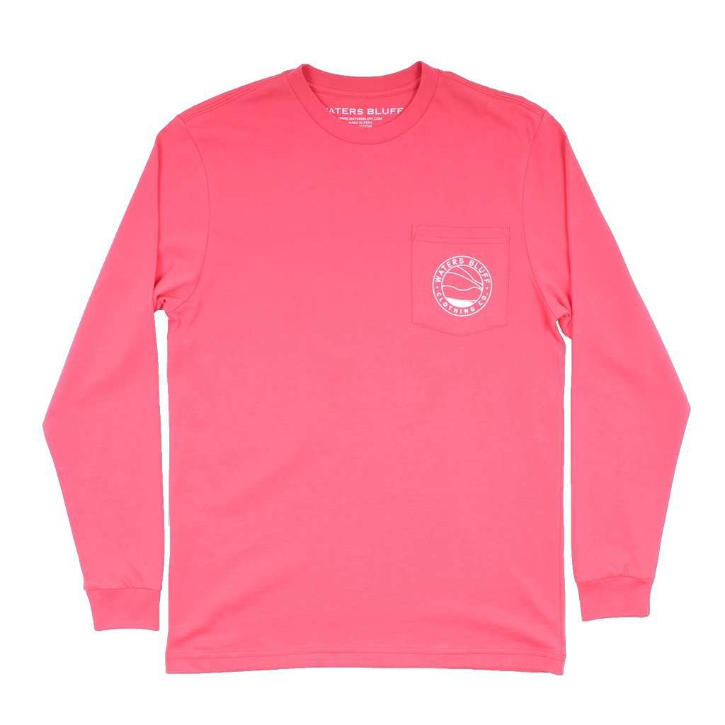 Paddler Long Sleeve Tee in Watermelon by Waters Bluff - Country Club Prep