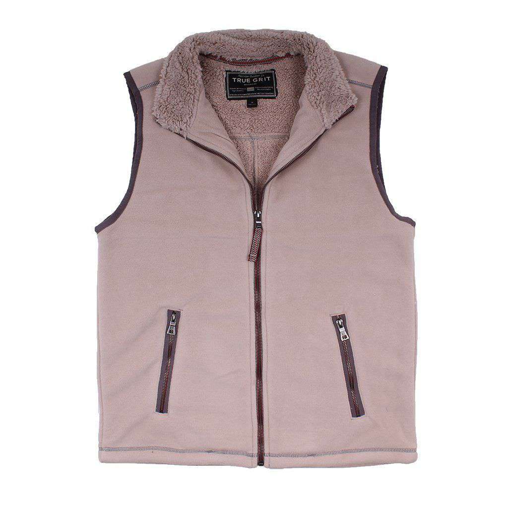 Bonded Polar Fleece & Sherpa Lined Vest in Sand by True Grit - Country Club Prep