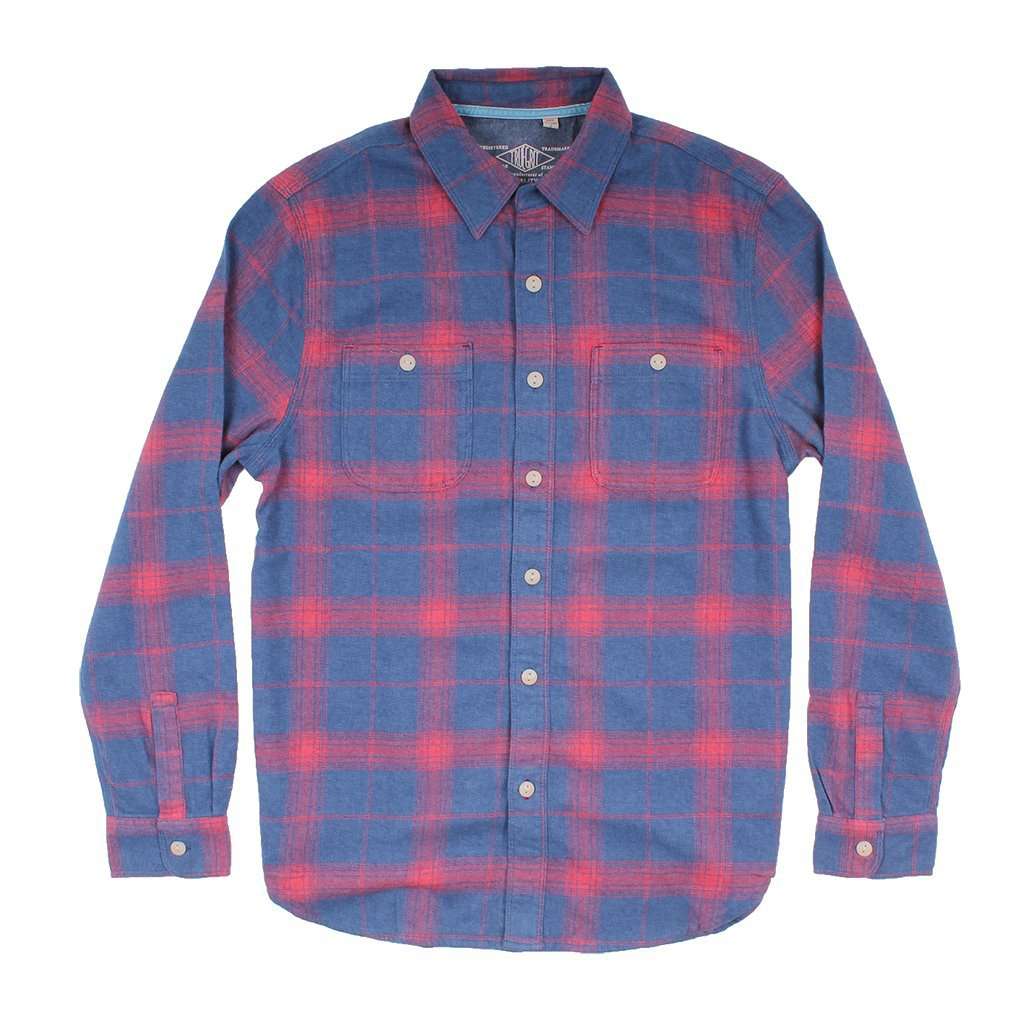 Roadtrip Plaid Long Sleeve 2 Pocket Shirt in Blue/Red by True Grit - Country Club Prep