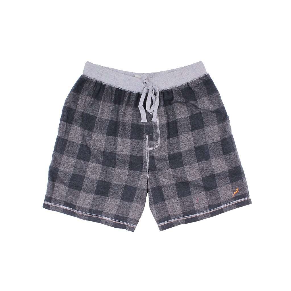Melange Buffalo Check Flannel Boxer in Charcoal by True Grit - Country Club Prep