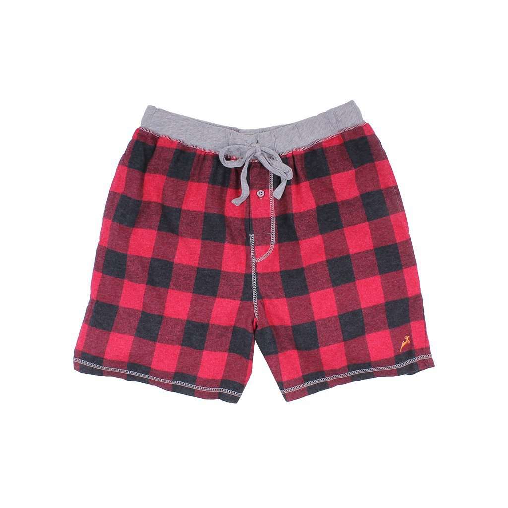 Melange Buffalo Check Flannel Boxer in Red by True Grit - Country Club Prep