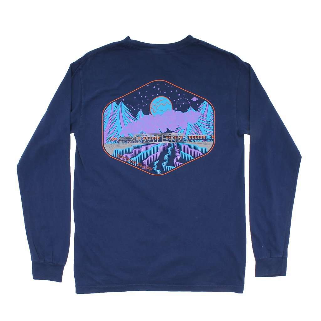 Limited Edition Night Train Long Sleeve Tee in Navy by Waters Bluff - Country Club Prep