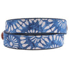 Blue Flower Tonga Leather Tab Belt on Navy Canvas by Country Club Prep - Country Club Prep