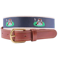 Caddyshack Leather Tab Belt in Navy by Country Club Prep - Country Club Prep