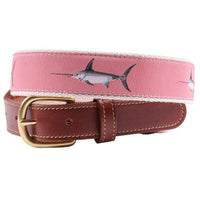 Affable Swordfish Leather Tab Belt in Salmon by Country Club Prep - Country Club Prep