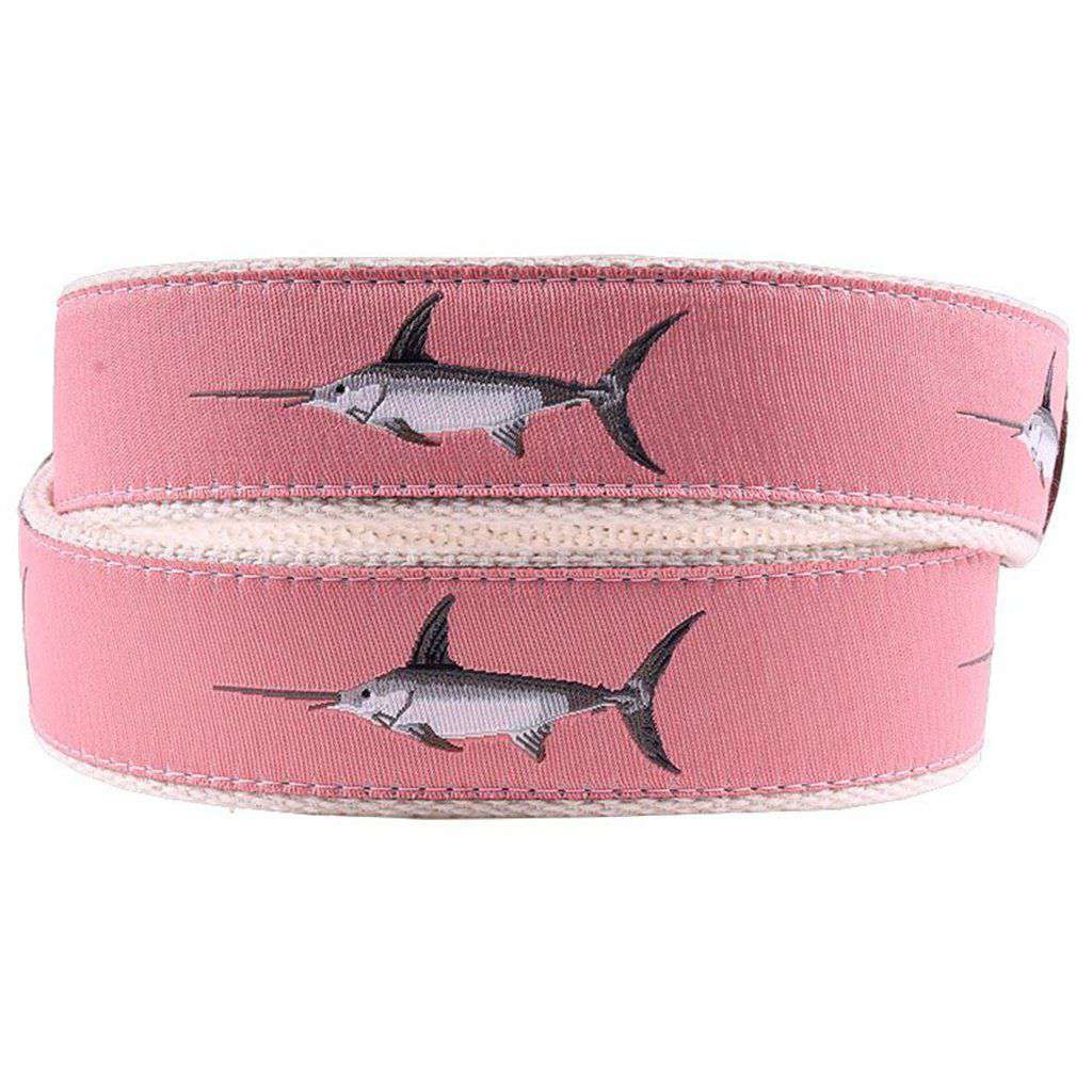 Affable Swordfish Leather Tab Belt in Salmon by Country Club Prep - Country Club Prep