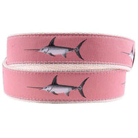 Affable Swordfish Leather Tab Belt in Salmon by Country Club Prep - Country Club Prep