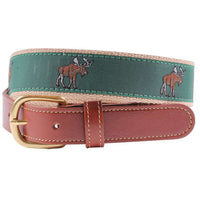 Moose Leather Tab Belt in Green by Country Club Prep - Country Club Prep