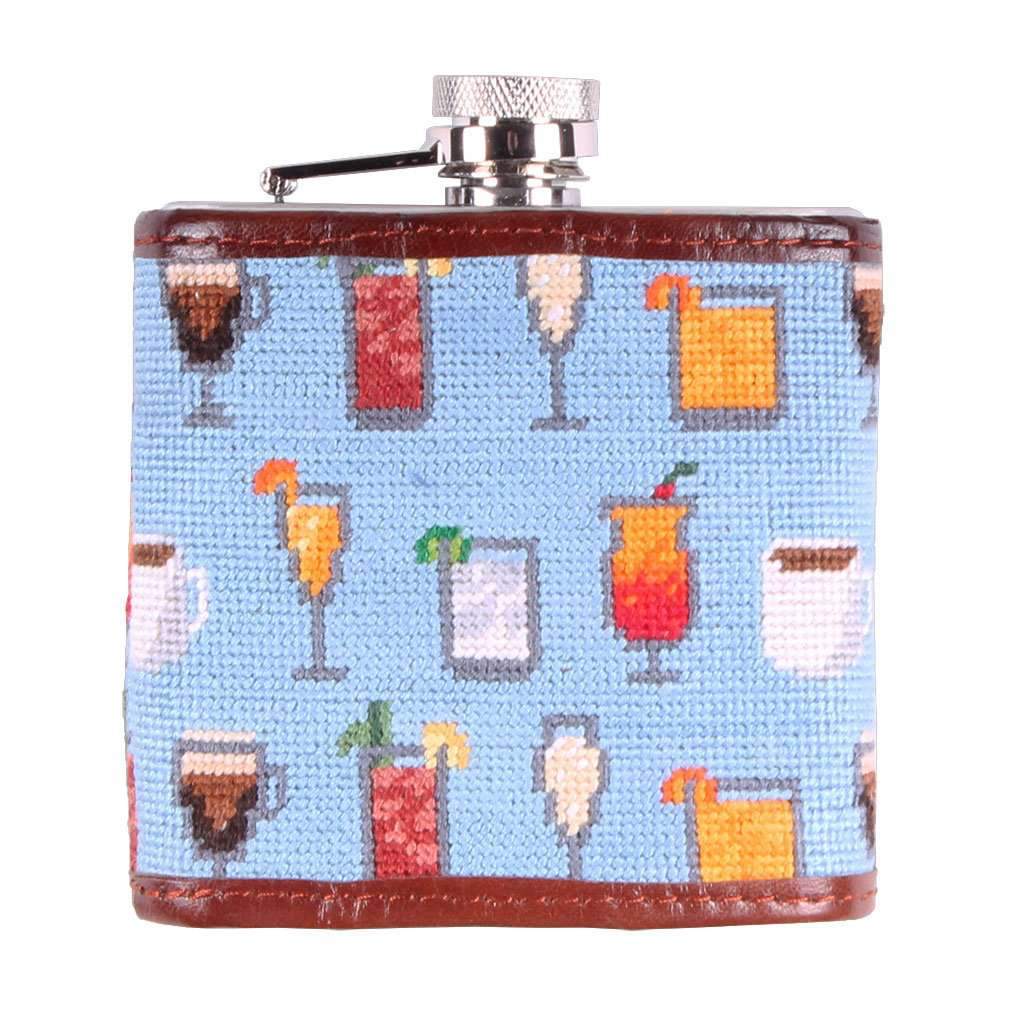Morning Buzz Needlepoint Flask in Light Blue by Smathers & Branson - Country Club Prep
