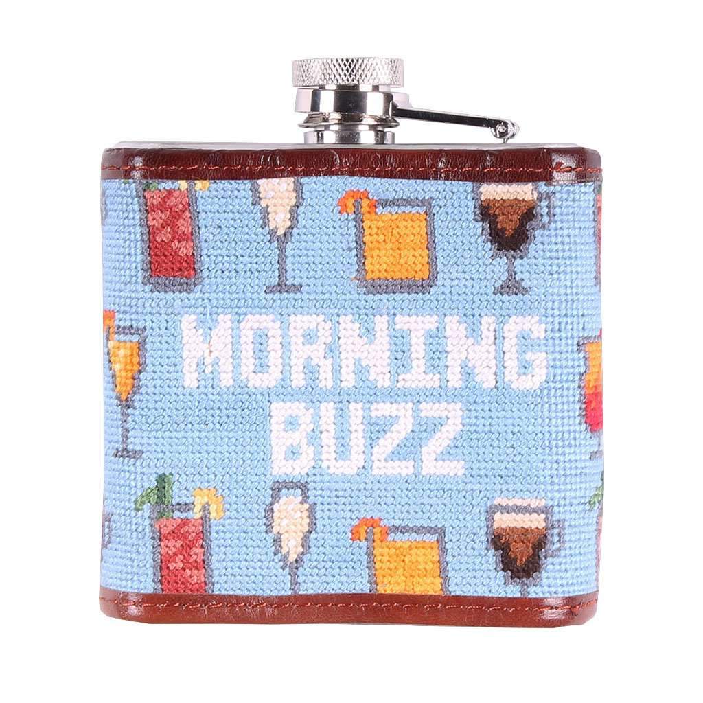 Morning Buzz Needlepoint Flask in Light Blue by Smathers & Branson - Country Club Prep