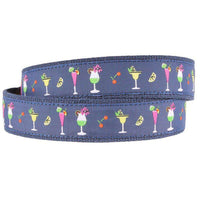 Happy Hour Leather Tab Belt in Navy on Navy Canvas by Country Club Prep - Country Club Prep