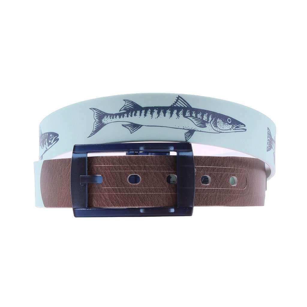 Fishing Mint Classic Belt with Navy Buckle by C4 Belts - Country Club Prep