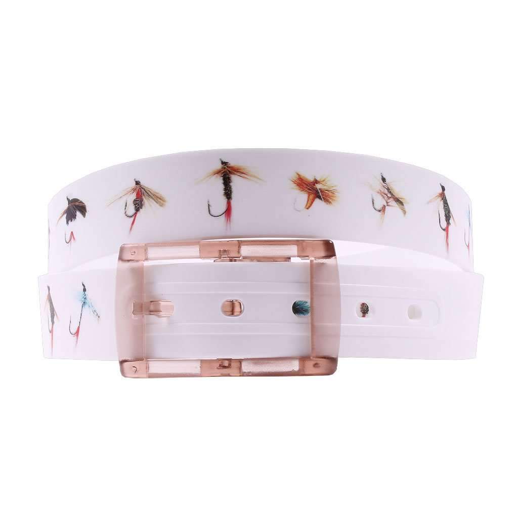 Fly Fishing Lures Classic Belt with Khaki Buckle by C4 Belts - Country Club Prep