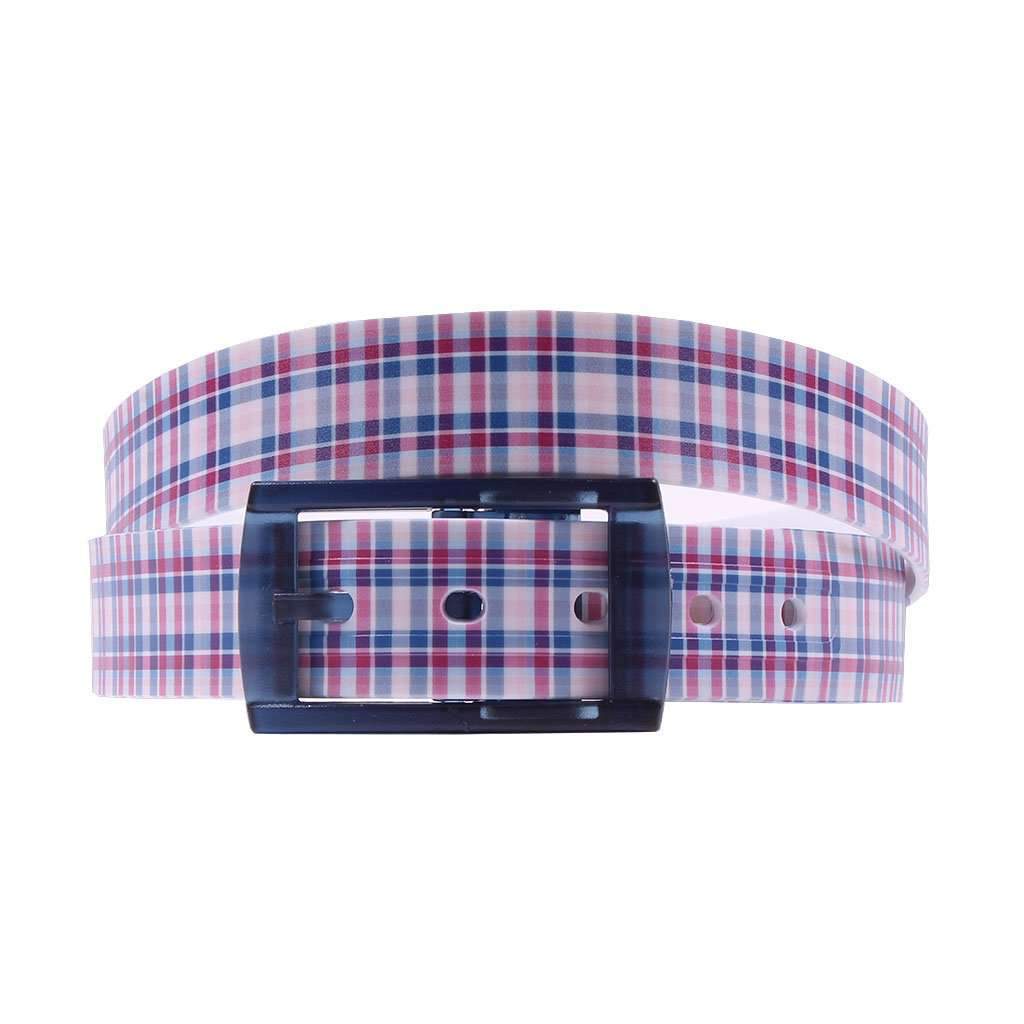 Spring Plaid Classic Belt with Navy Buckle by C4 Belts - Country Club Prep