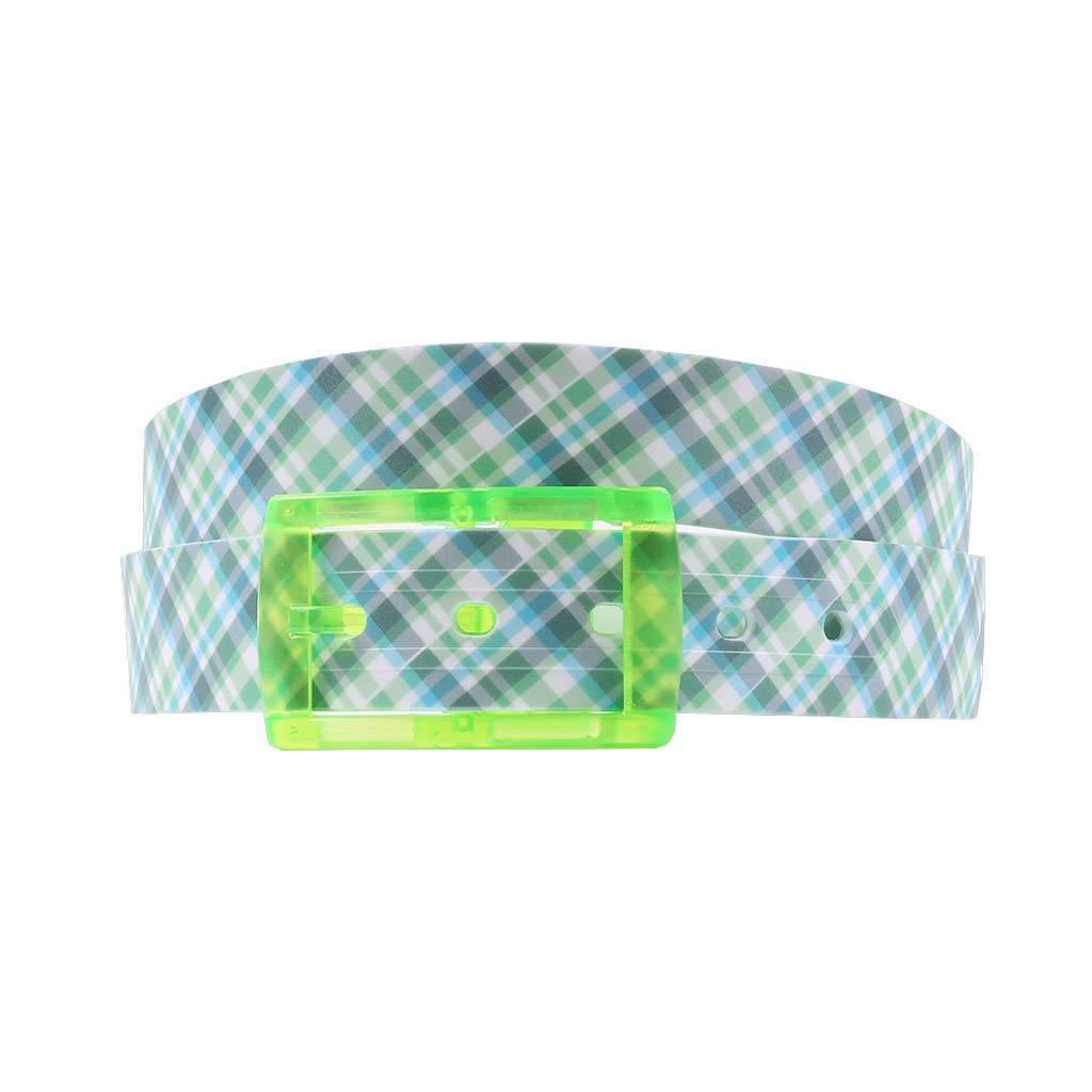 Summer Plaid Green Classic Belt with Green Buckle by C4 Belts - Country Club Prep