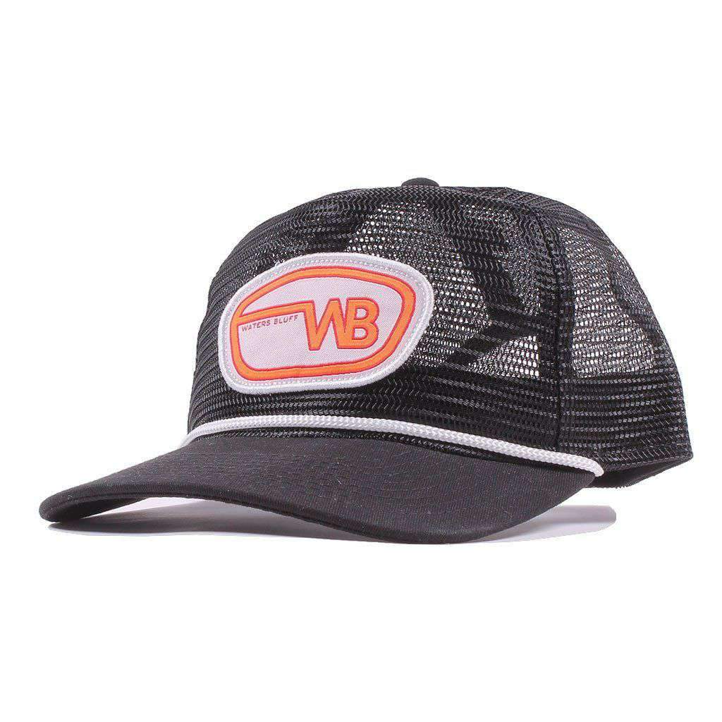 Camper Trucker Hat in Black by Waters Bluff - Country Club Prep