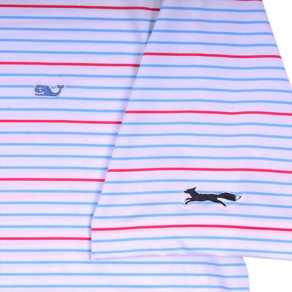 Swindell Stripe Sankaty Performance Polo in White Cap by Vineyard Vines - Country Club Prep