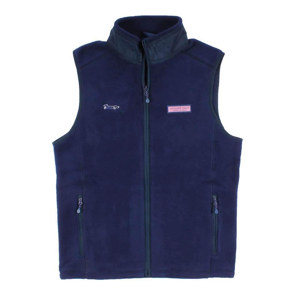 Longshanks Fleece Harbor Vest in Midnight Navy by Vineyard Vines - Country Club Prep