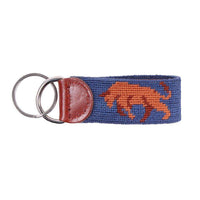 Bull and Bear Stock Market Needlepoint Key Fob in Blue by Smathers & Branson - Country Club Prep
