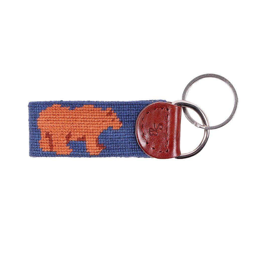 Bull and Bear Stock Market Needlepoint Key Fob in Blue by Smathers & Branson - Country Club Prep