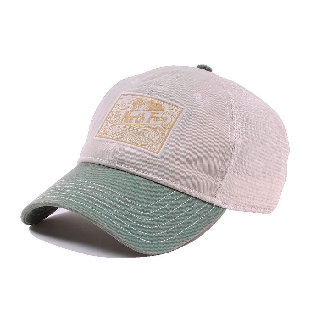 Patches Trucker Hat in Dune & Vintage White by The North Face - Country Club Prep