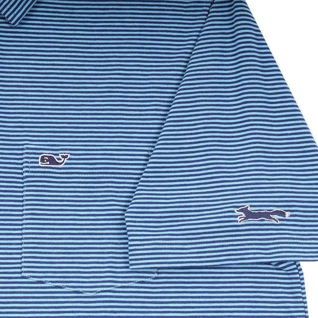 Contrast Feeder Stripe Edgartown Polo in Ocean Breeze by Vineyard Vines - Country Club Prep