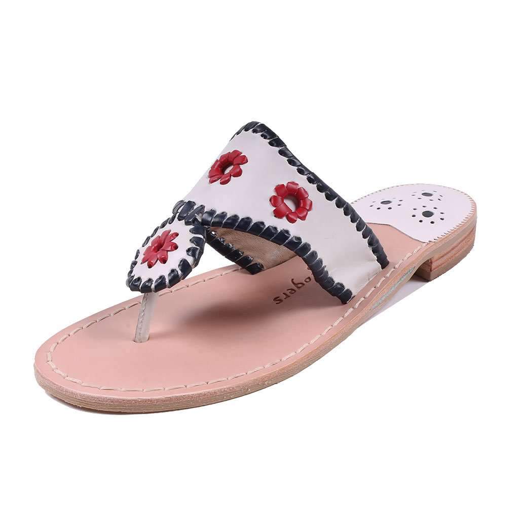 Patriotic Jack Sandal in White, Navy & Red by Jack Rogers - Country Club Prep