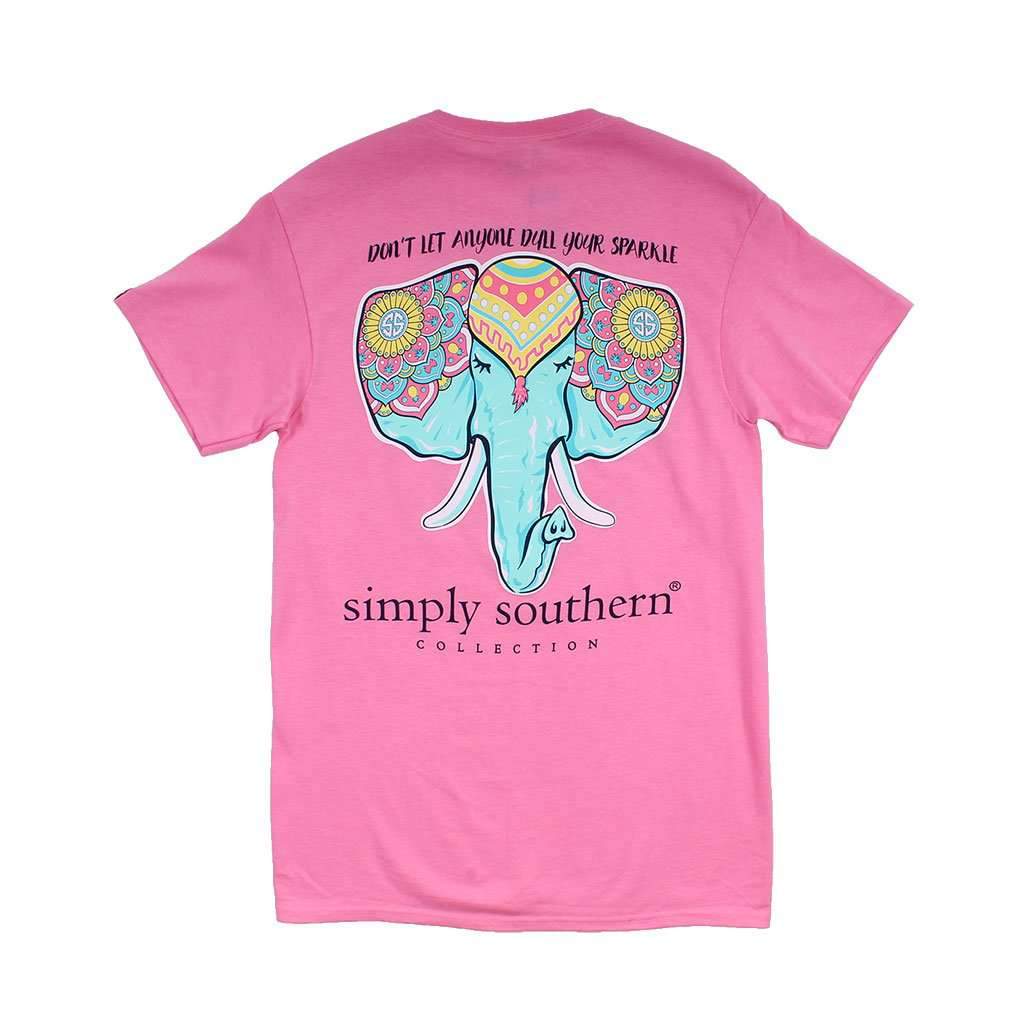 Preppy Elephant "Don't Let Anyone Dull Your Sparkle" Tee in Flamingo by Simply Southern - Country Club Prep