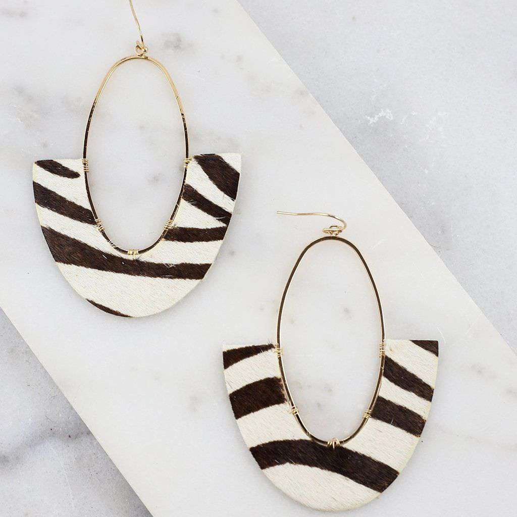 Carrie Oval Zebra Printed Earring by Caroline Hill - Country Club Prep