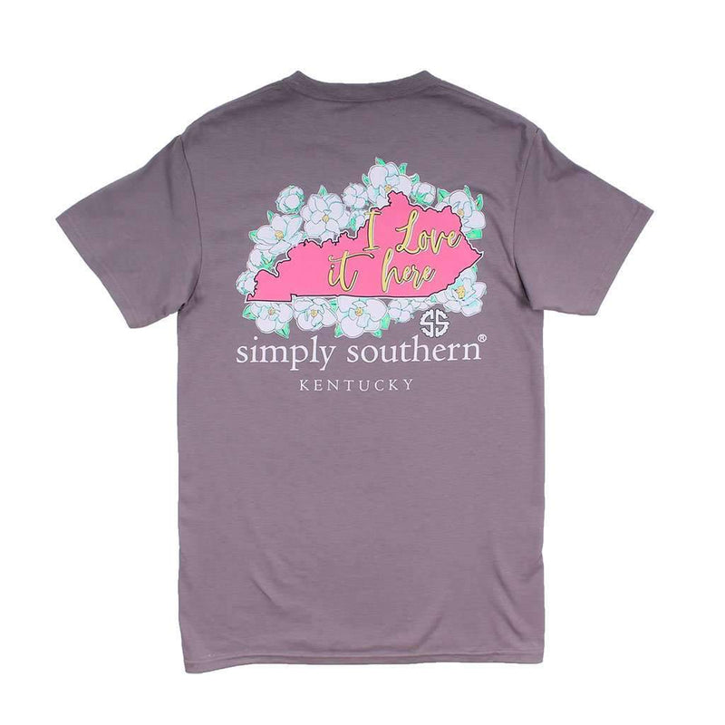 Preppy KY "I Love It Here" Tee in Steel by Simply Southern - Country Club Prep