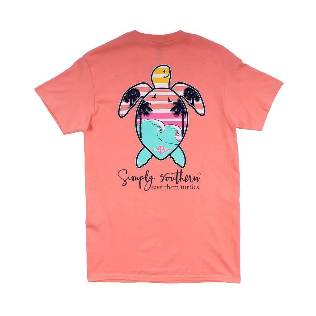 Preppy Save the Turtles Palm Tee in Peachy by Simply Southern - Country Club Prep