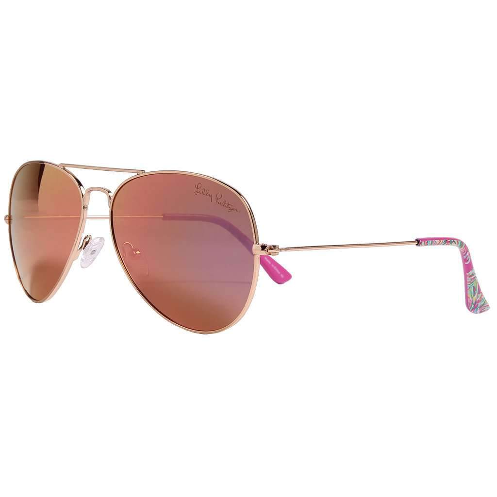 Lexy Sunglasses in Gold Metallic With Coral Lenses by Lilly Pulitzer - Country Club Prep