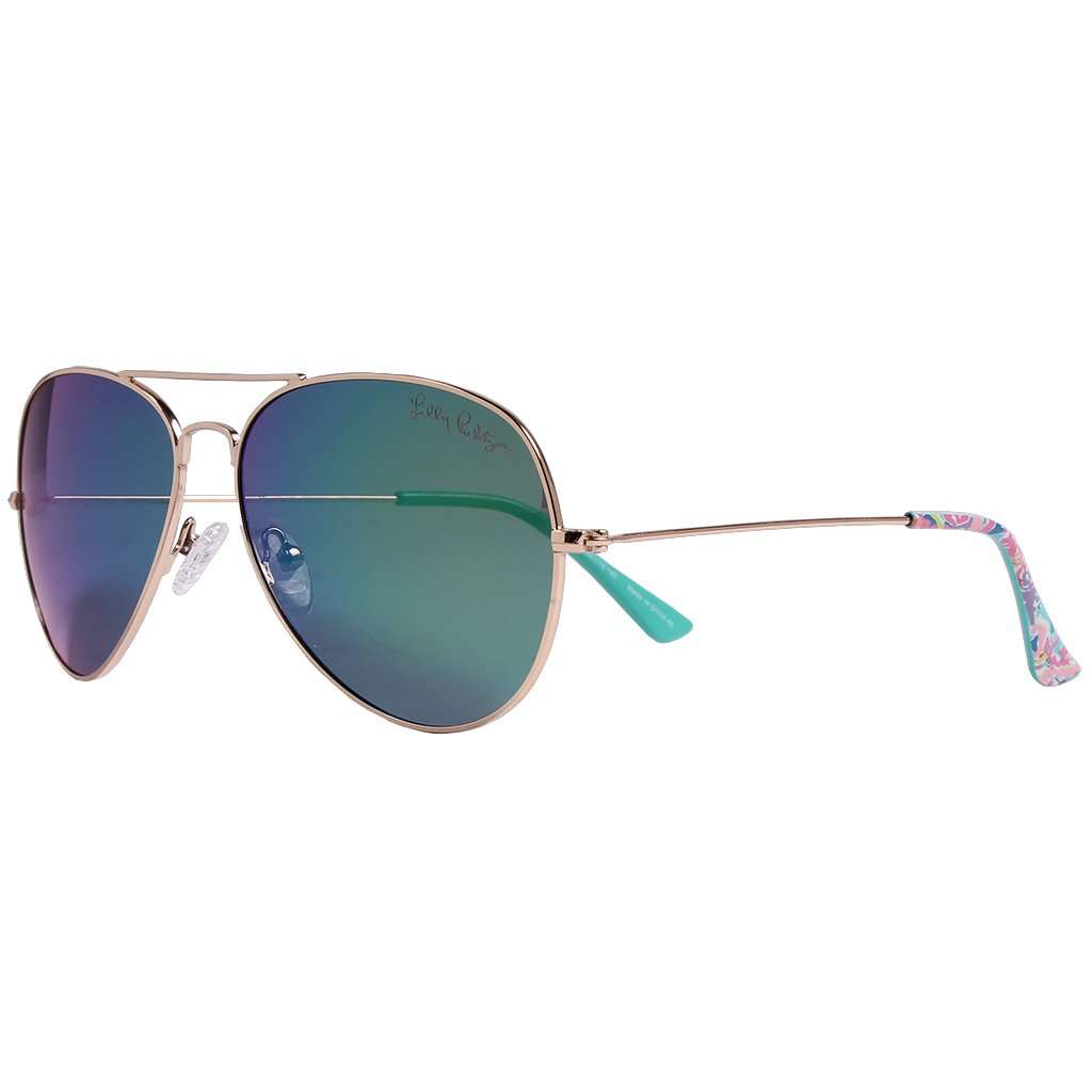 Lexy Sunglasses in Fan Sea Pants With Green Lenses by Lilly Pulitzer - Country Club Prep