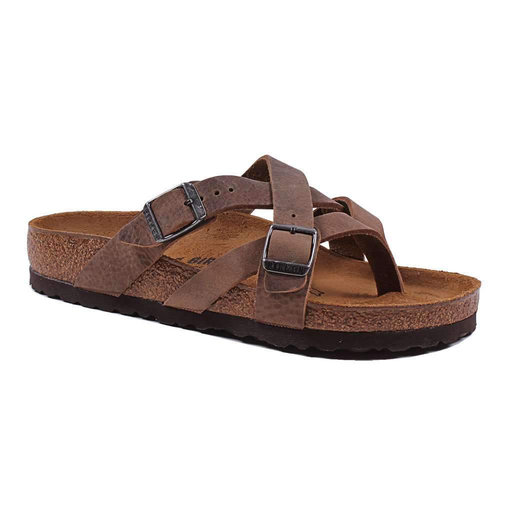 Women's Temara Camberra Sandal in Oiled Tobacco Brown Leather by Birkenstock - Country Club Prep