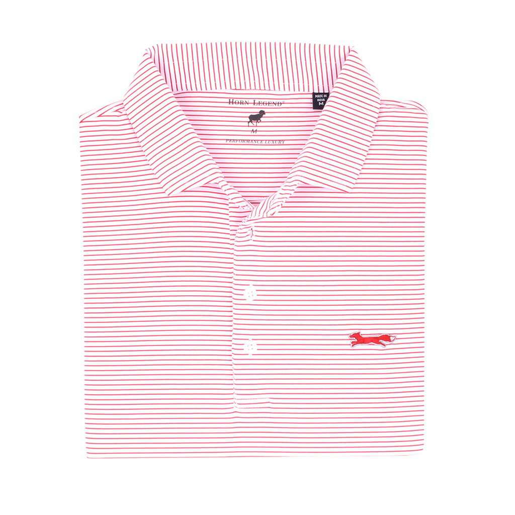 Longshanks Striped Performance Polo in White & Crimson by Country Club Prep - Country Club Prep