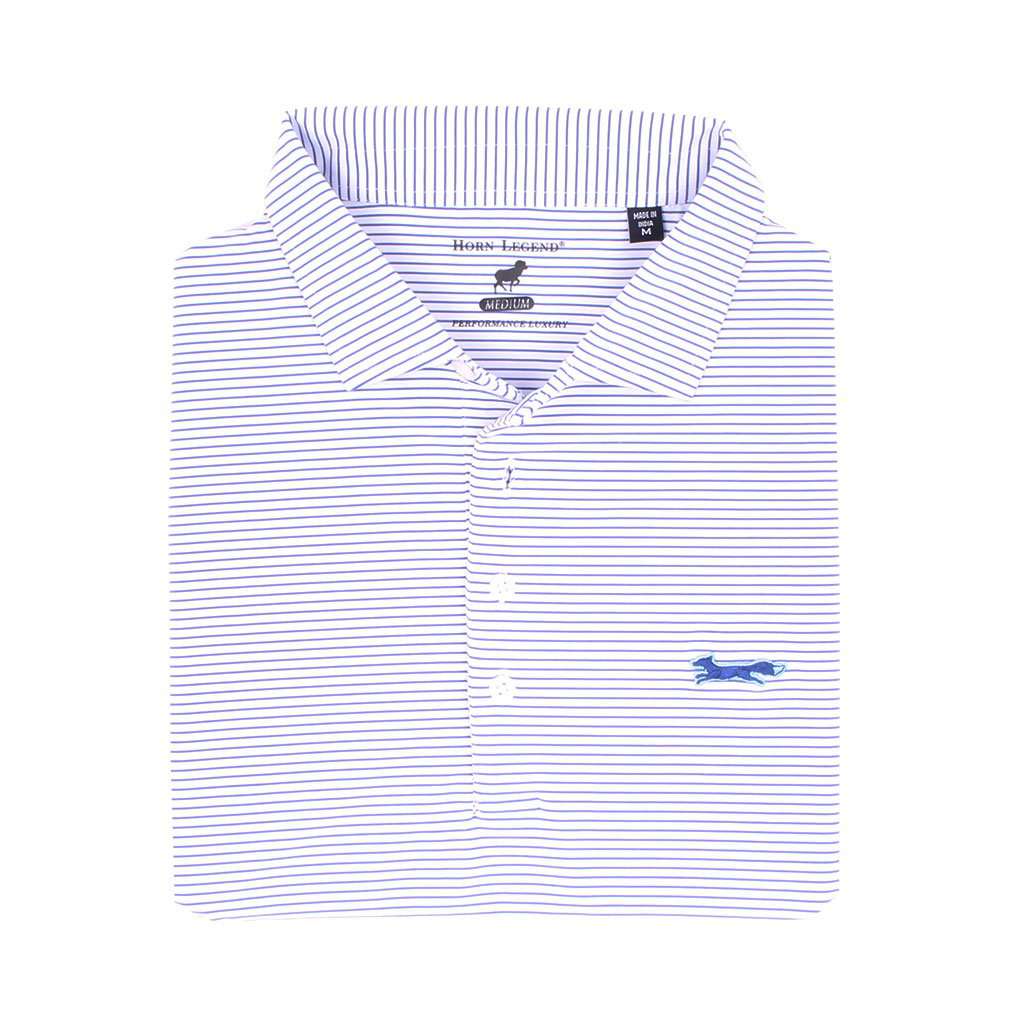 Longshanks Striped Performance Polo in White & Royal by Country Club Prep - Country Club Prep