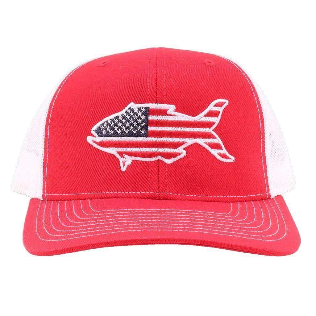 American Flag Snapper Hat in Red and White by Southern Snap Co. - Country Club Prep