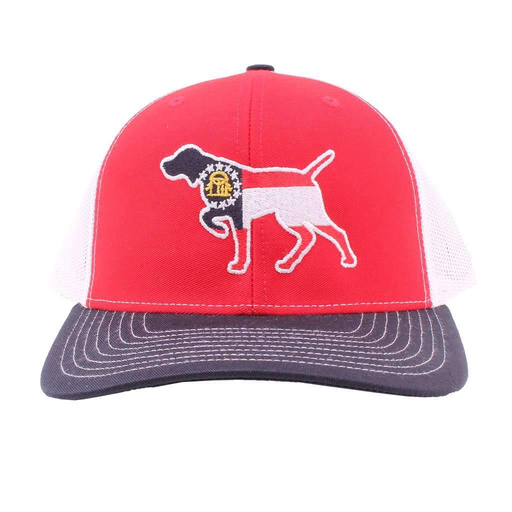 Georgia Flag Pointer Trucker Hat in Red, White, and Blue by Southern Snap Co. - Country Club Prep