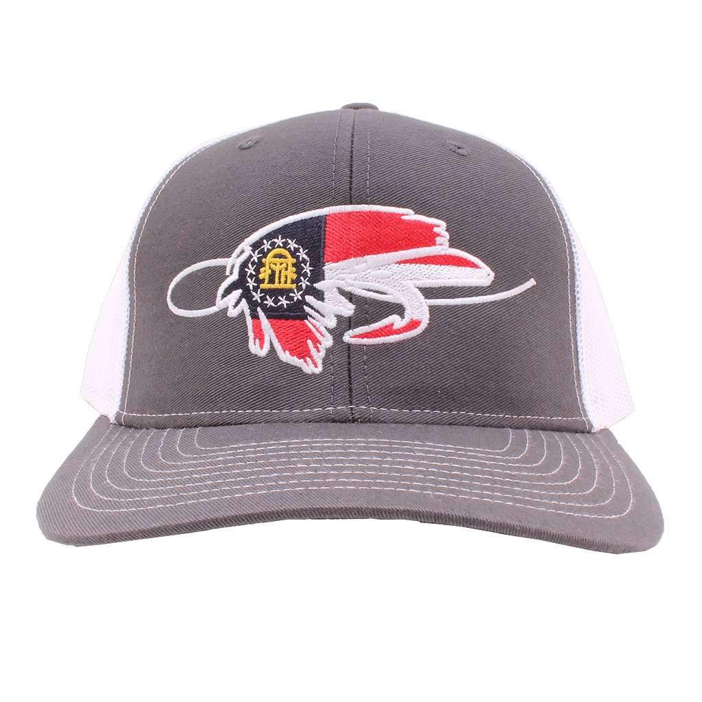 Georgia Flag Fly Hook Hat in Gray and White by Southern Snap Co. - Country Club Prep