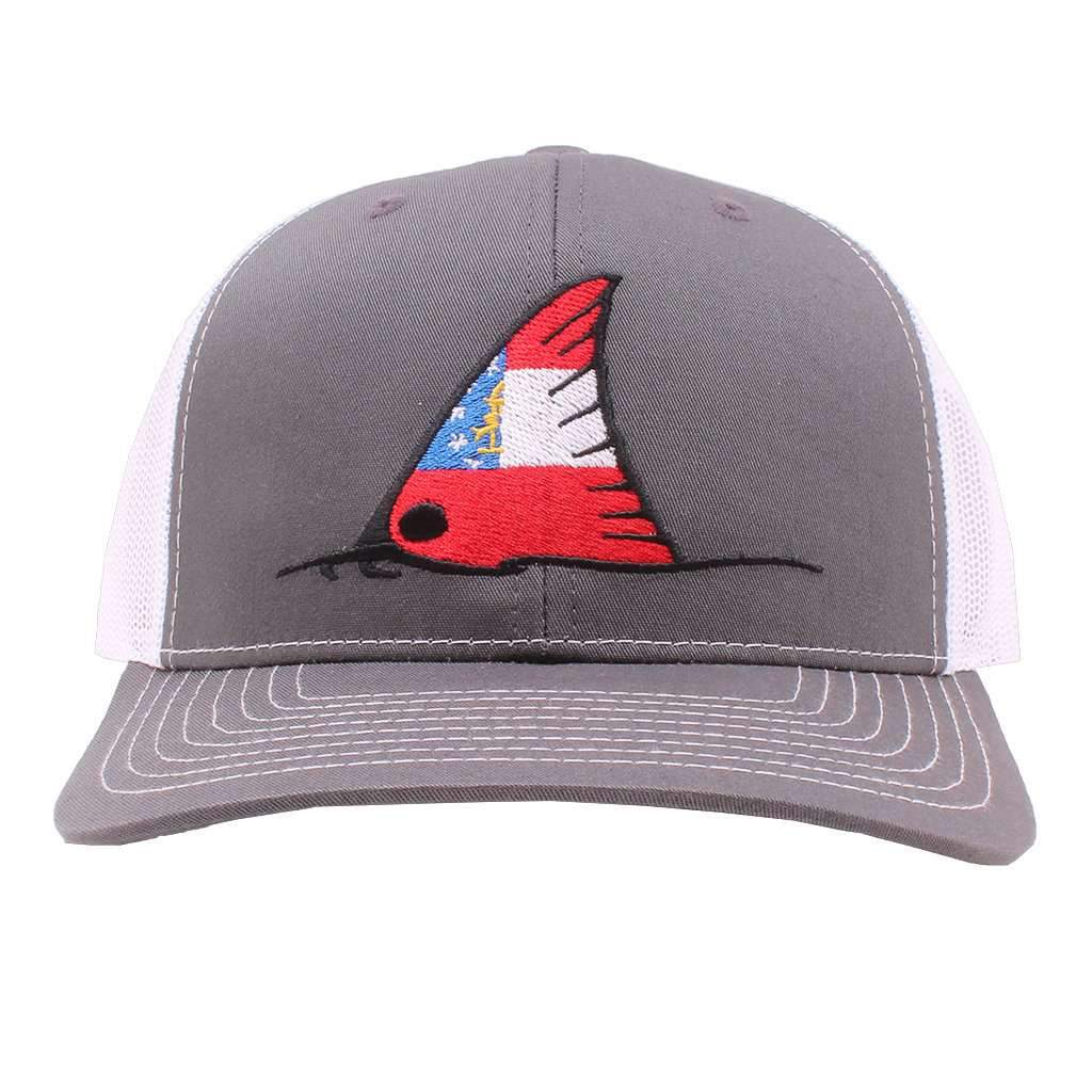 Georgia Flag Redfish Trucker Hat in Charcoal and White by Southern Snap Co. - Country Club Prep