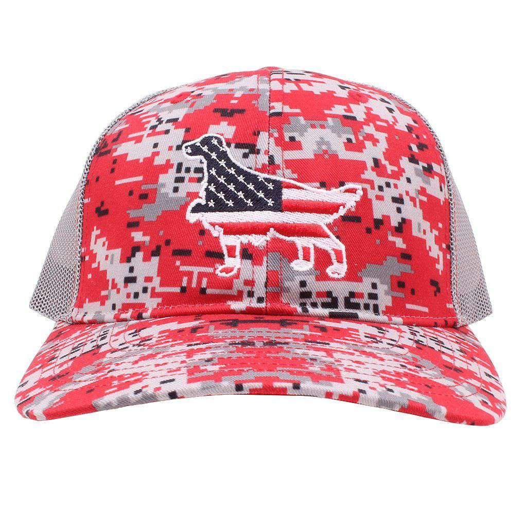 American Flag Hunter Dog Hat in Red Camo by Southern Snap Co. - Country Club Prep