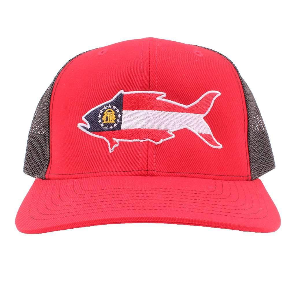 Georgia Flag Snapper Hat in Red and Black by Southern Snap Co. - Country Club Prep