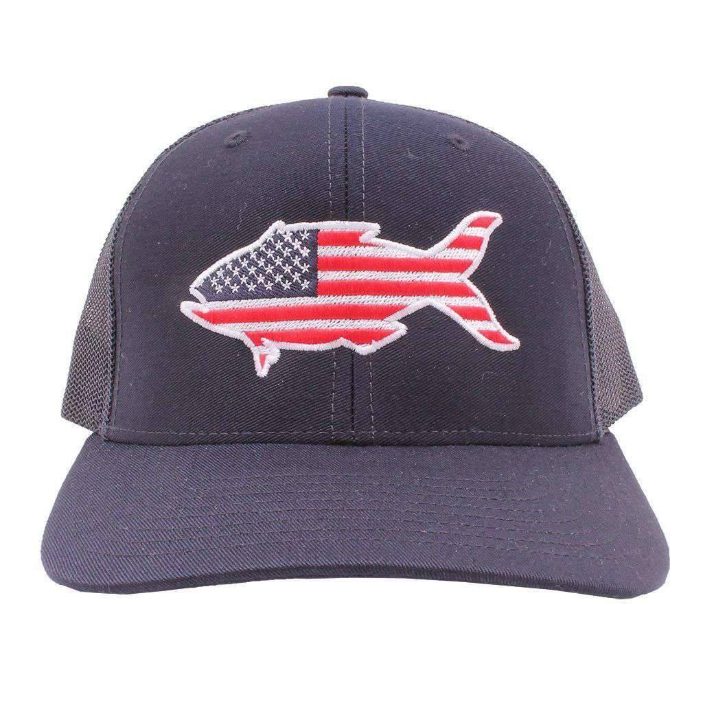 American Flag Snapper Hat in Navy by Southern Snap Co. - Country Club Prep