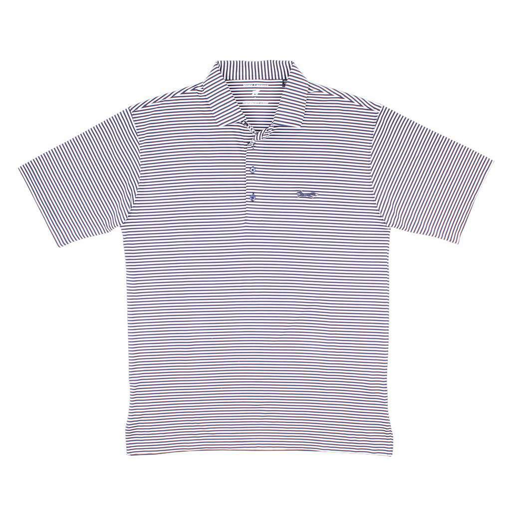 Longshanks Striped Performance Polo in Navy & White by Country Club Prep - Country Club Prep