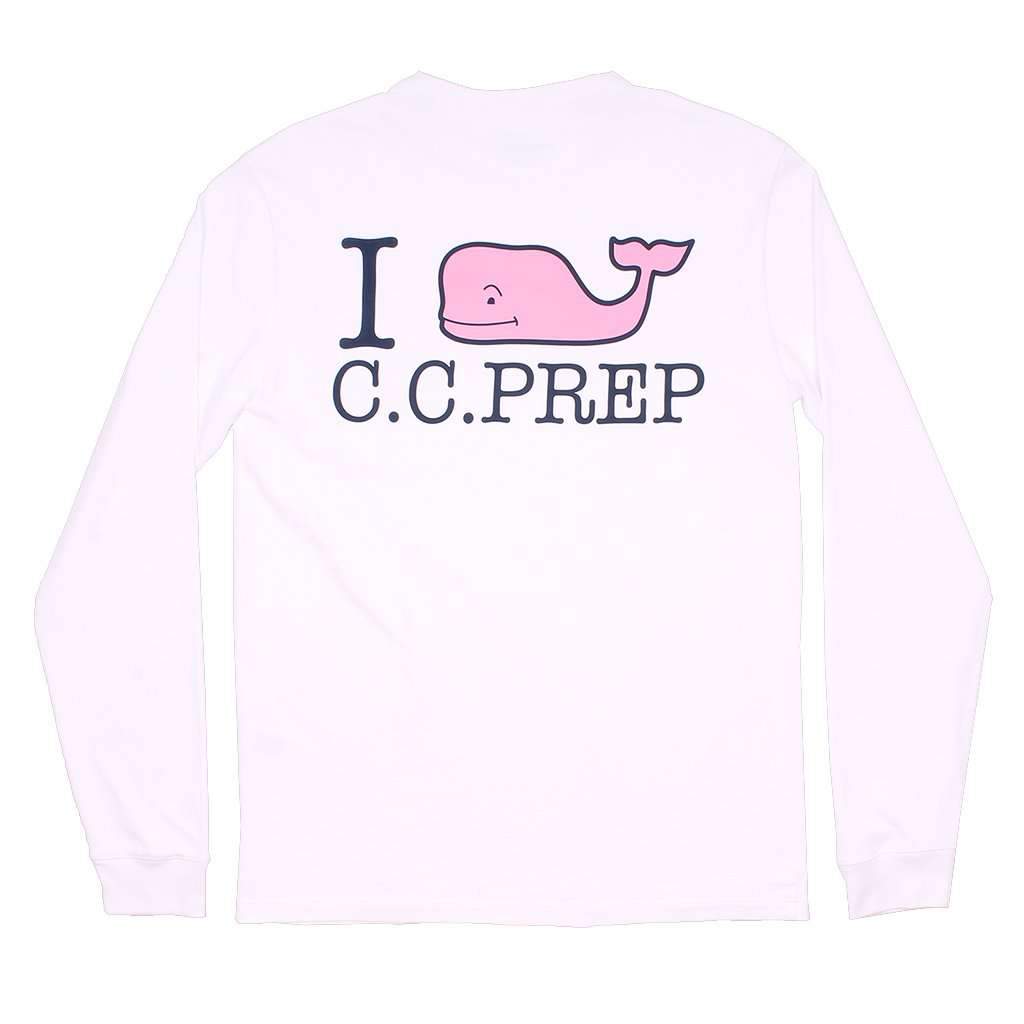 I Whale CC Prep Long Sleeve Tee Shirt in White Cap by Vineyard Vines - Country Club Prep