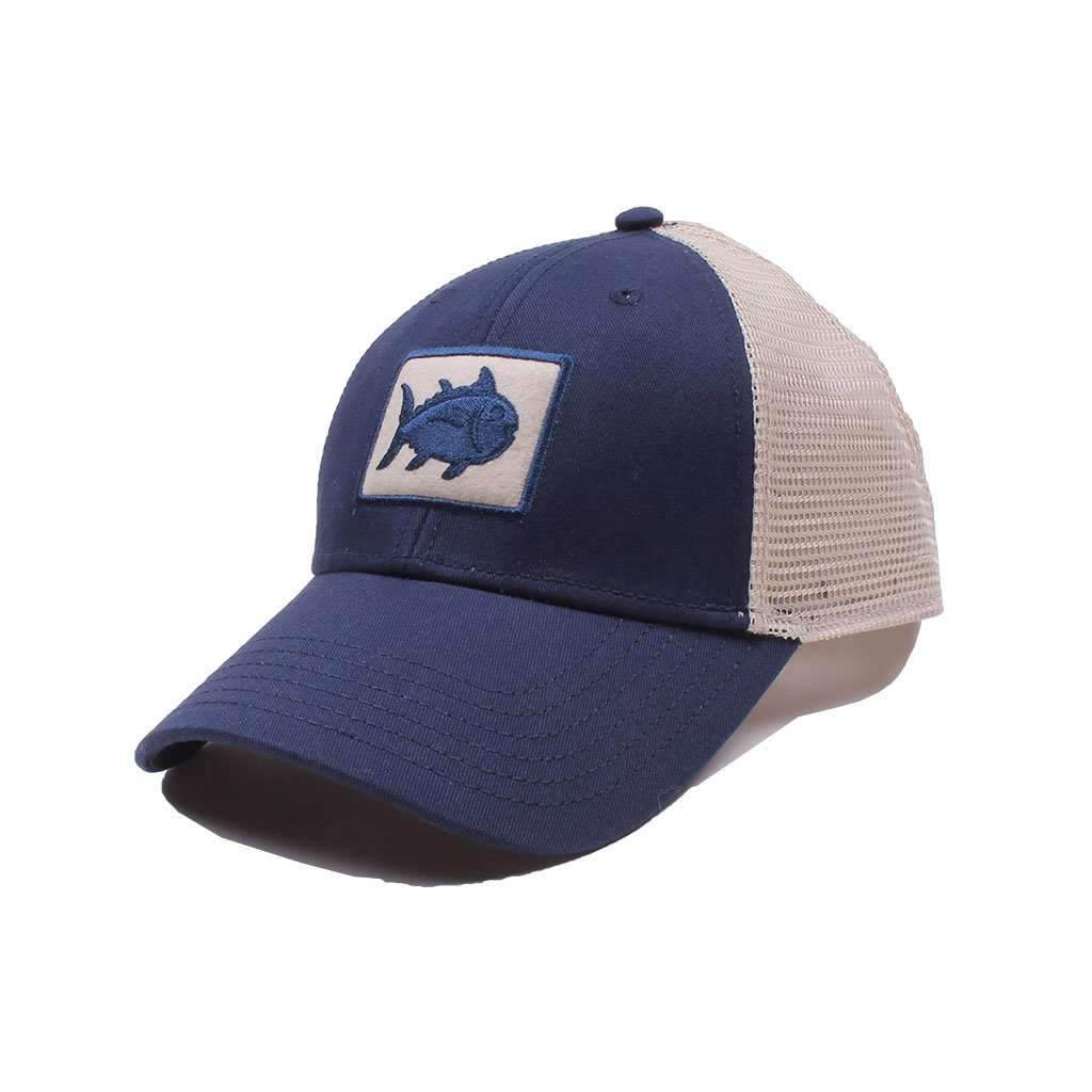 Gameday Skipjack Fly Patch Trucker Hat in Navy by Southern Tide - Country Club Prep