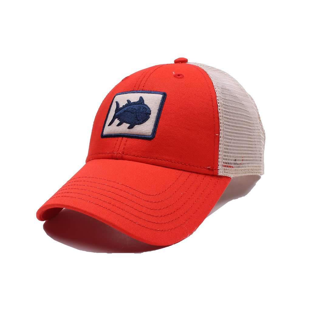 Gameday Skipjack Fly Patch Trucker Hat in Endzone Orange by Southern Tide - Country Club Prep
