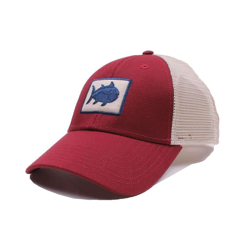 Gameday Skipjack Fly Patch Trucker Hat in Chianti by Southern Tide - Country Club Prep